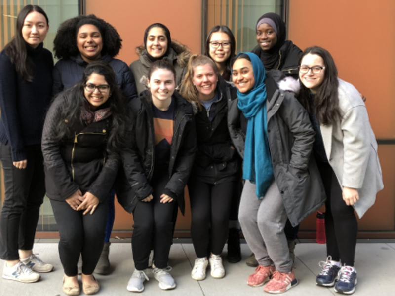 Several Barnard students posed in a group